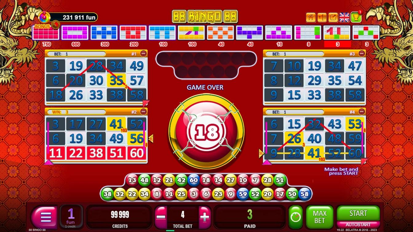 Play 88 Bingo 88 online - Belatra Games - Black Dragon Lab