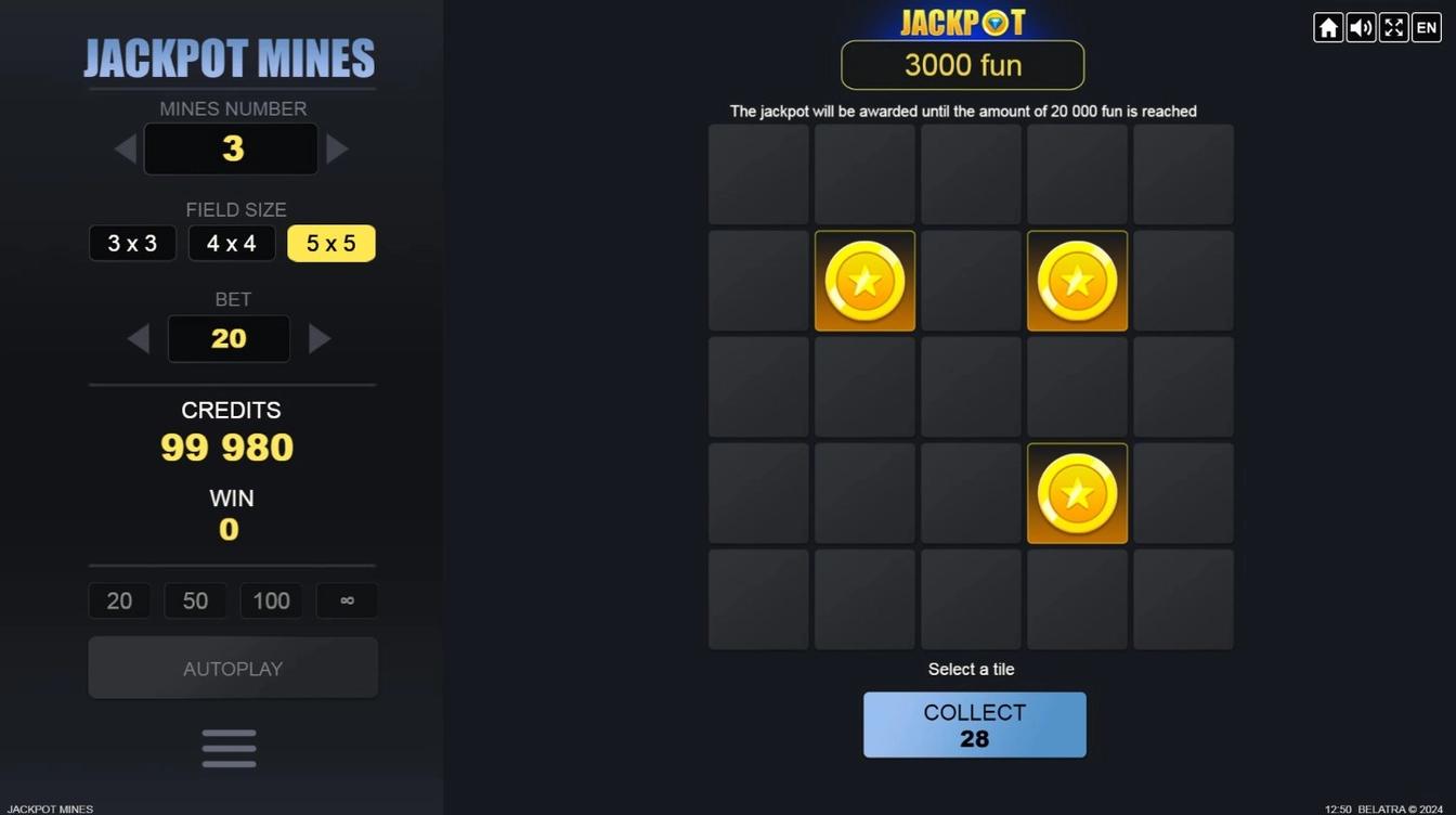 Play Jackpot Mines online - Belatra Games - Black Dragon Lab