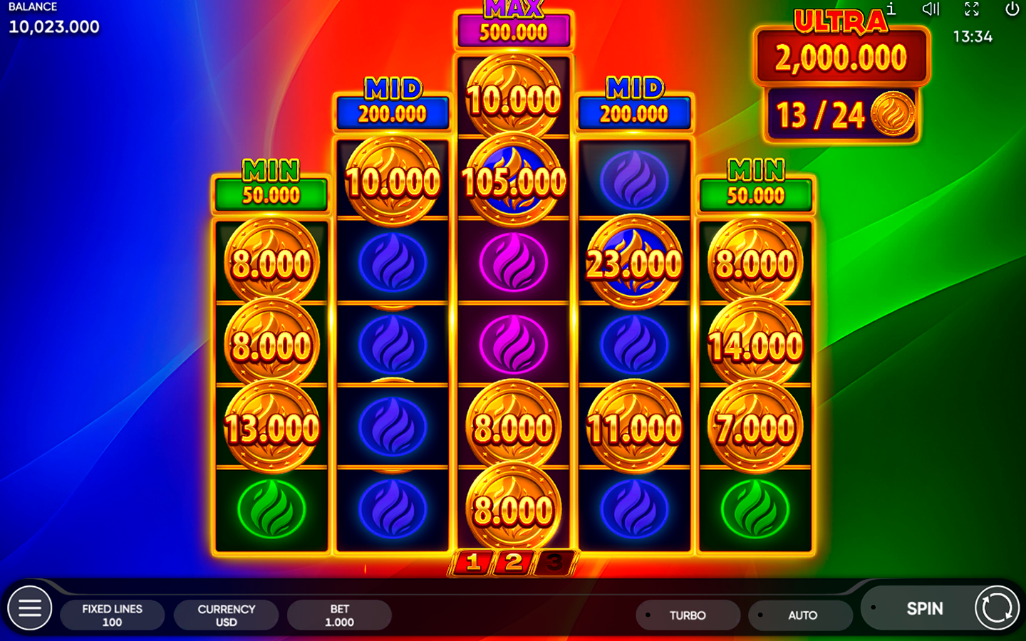 Play Burning Coins 100 online - Endorphina - Black Dragon Lab