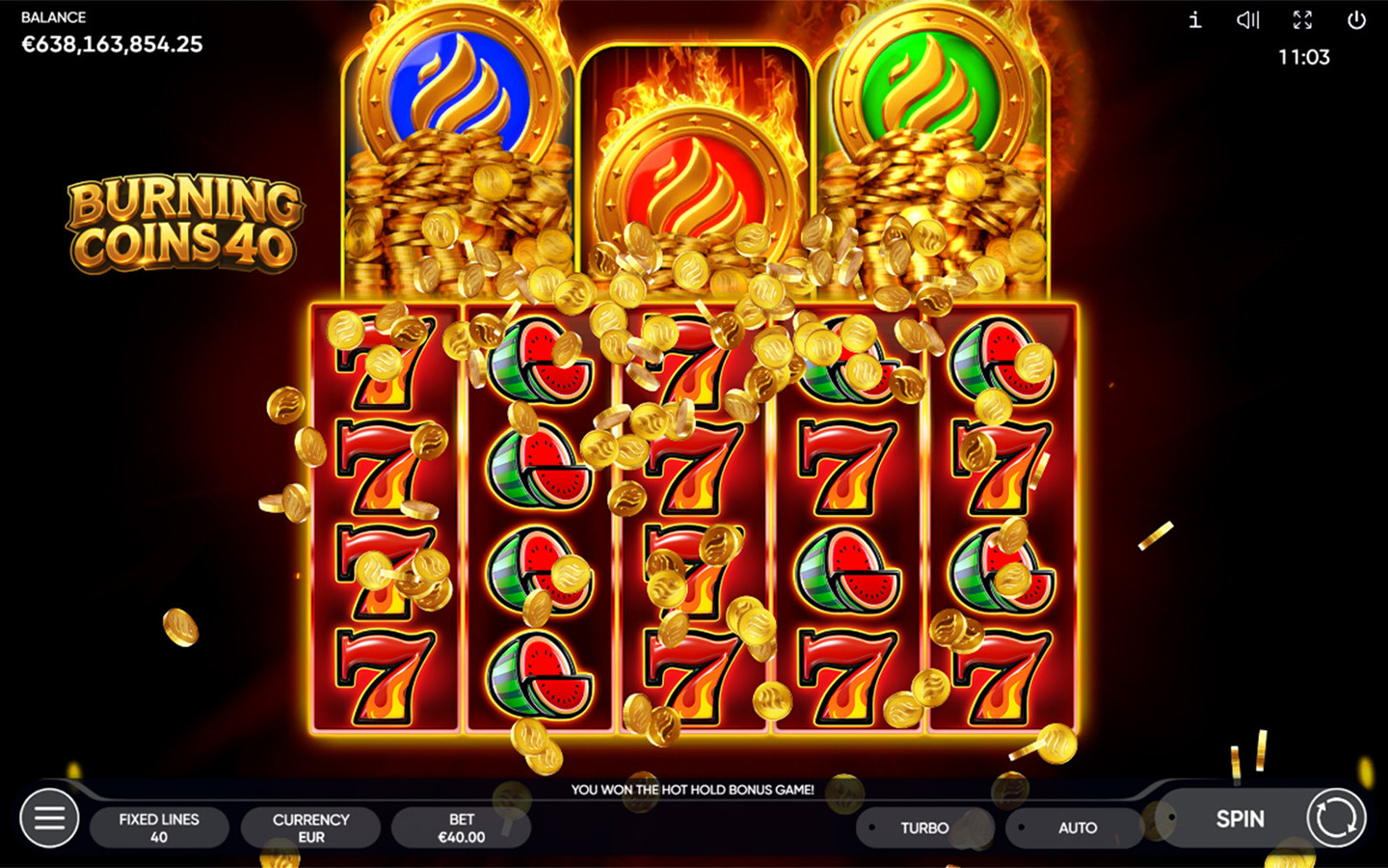 Play Burning Coins 40 online - Endorphina - Black Dragon Lab