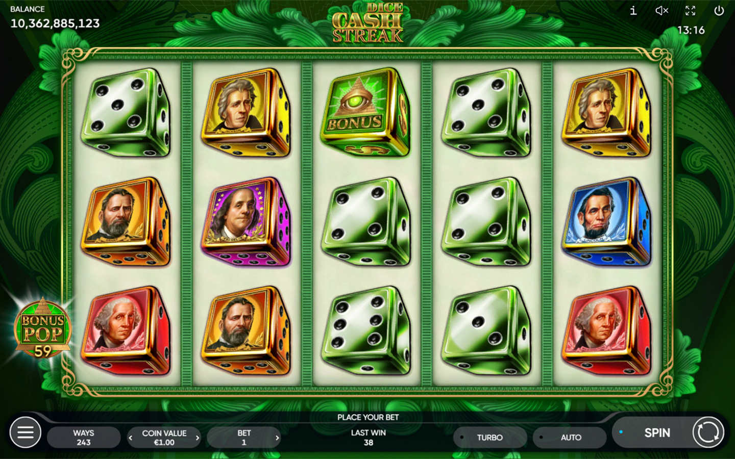 Play Cash Streak Dice online - Endorphina - Black Dragon Lab