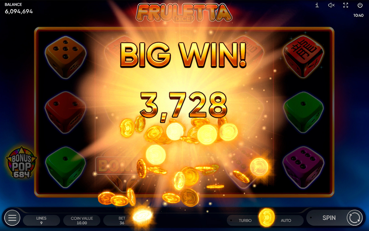 Play Fruletta Dice online - Endorphina - Black Dragon Lab